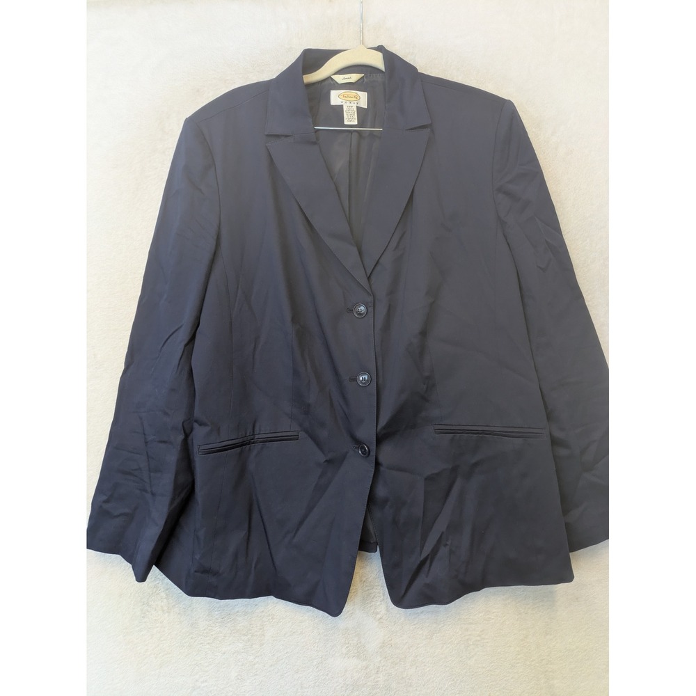 Talbots Blazer‎ Women's 12W Navy Blue Stretch 3-Button Professional Jacket
